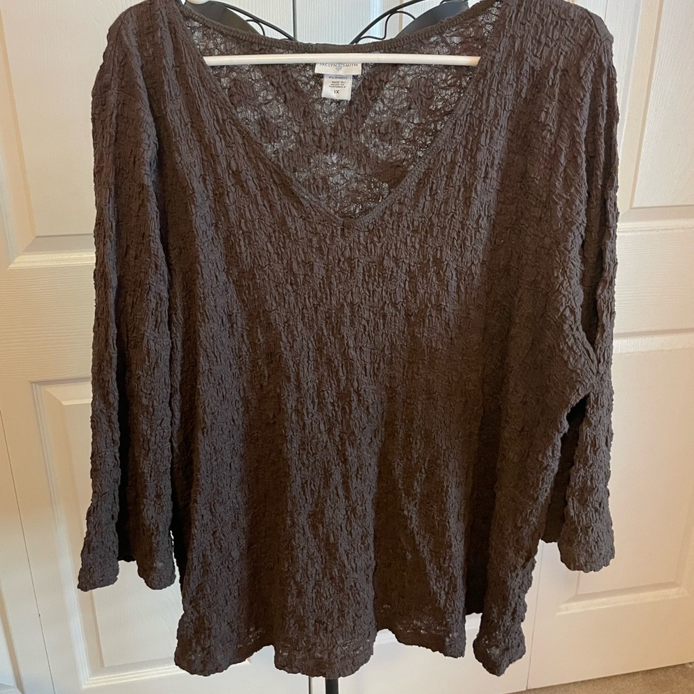 Vintage Y2K Brown Crinkle Top Size 1X
